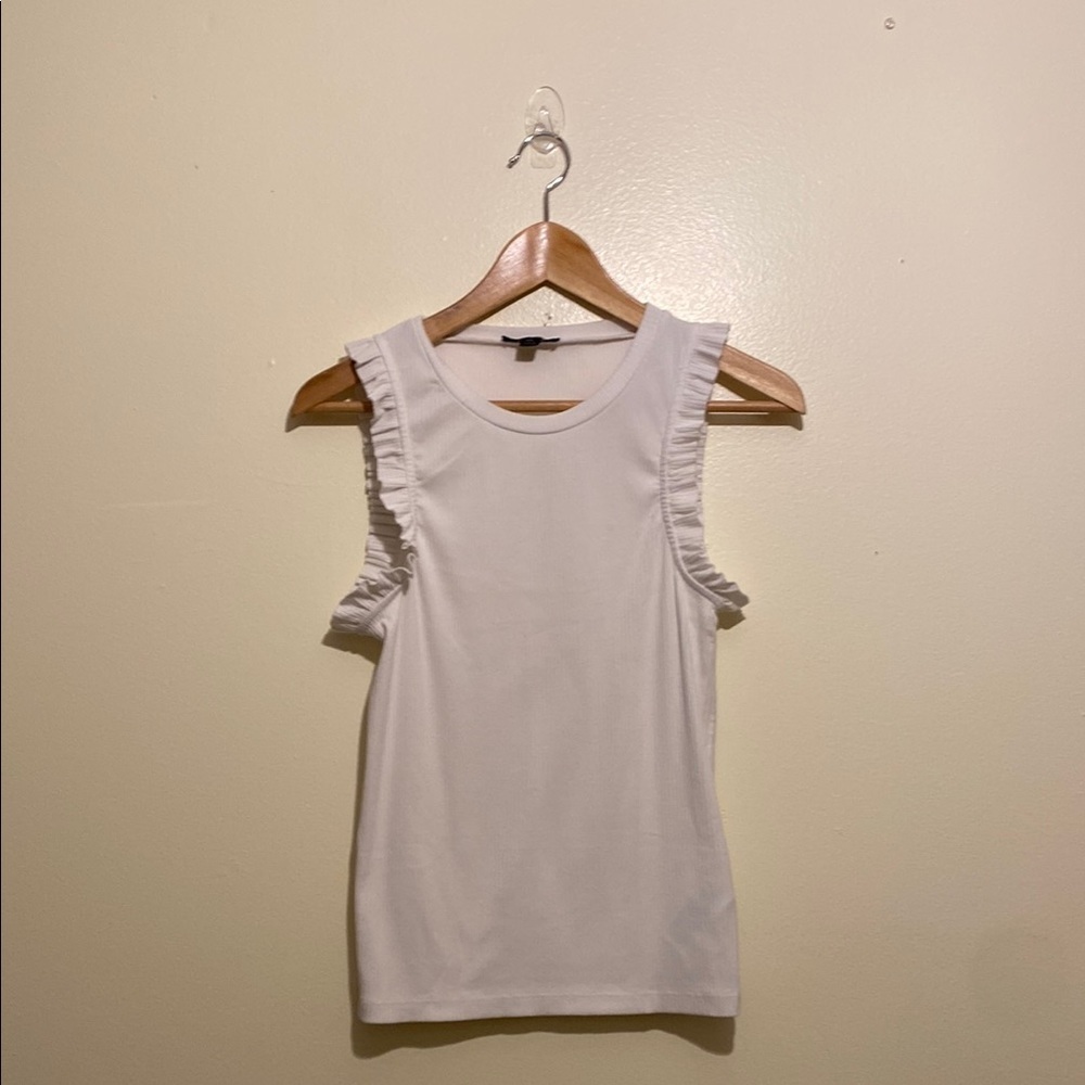 J. Crew White Ruffle Sleeve Women's Top. Size XS . Style AW137